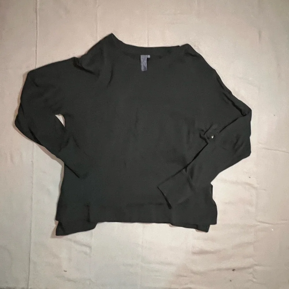Sweaty Betty Sz XS Essentials Pullover Sweatshirt Cotton French Terry Army Green